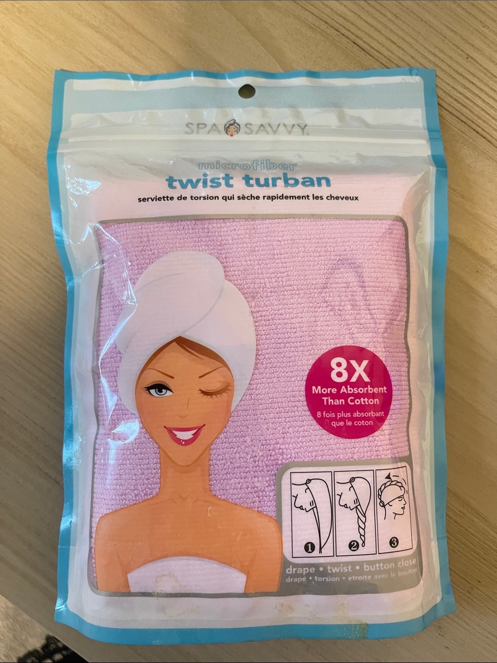 Savvy Microfiber Twist Turban Hair Wrap - Light Pink